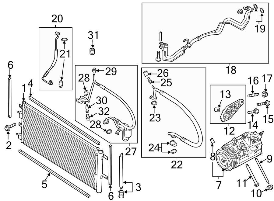 Diagram AIR CONDITIONER & HEATER. COMPRESSOR & LINES. CONDENSER. for your 2012 Ford E-250   