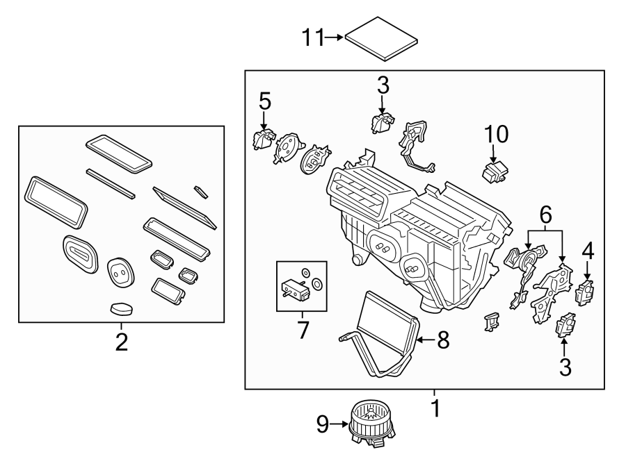 Diagram AIR CONDITIONER & HEATER. EVAPORATOR COMPONENTS. for your 2000 Ford Expedition   