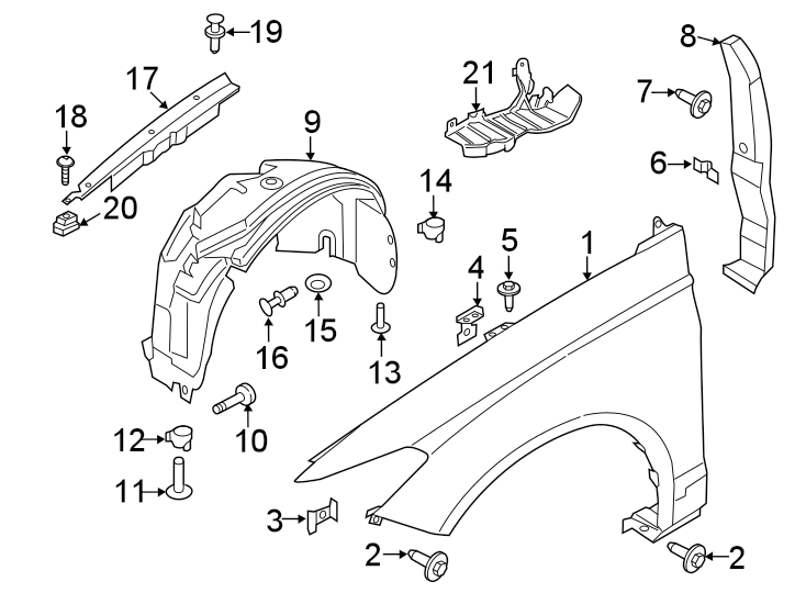 Diagram Fender & components. for your 2007 Lincoln MKZ   