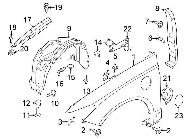 Diagram FENDER & COMPONENTS. for your 2014 Lincoln MKZ Hybrid Sedan  