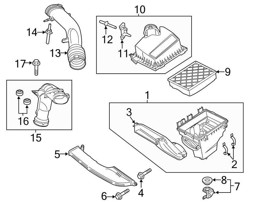 Diagram Engine / transaxle. Air intake. for your 2020 Ford F-150 3.5L EcoBoost V6 A/T RWD XL Standard Cab Pickup Fleetside 