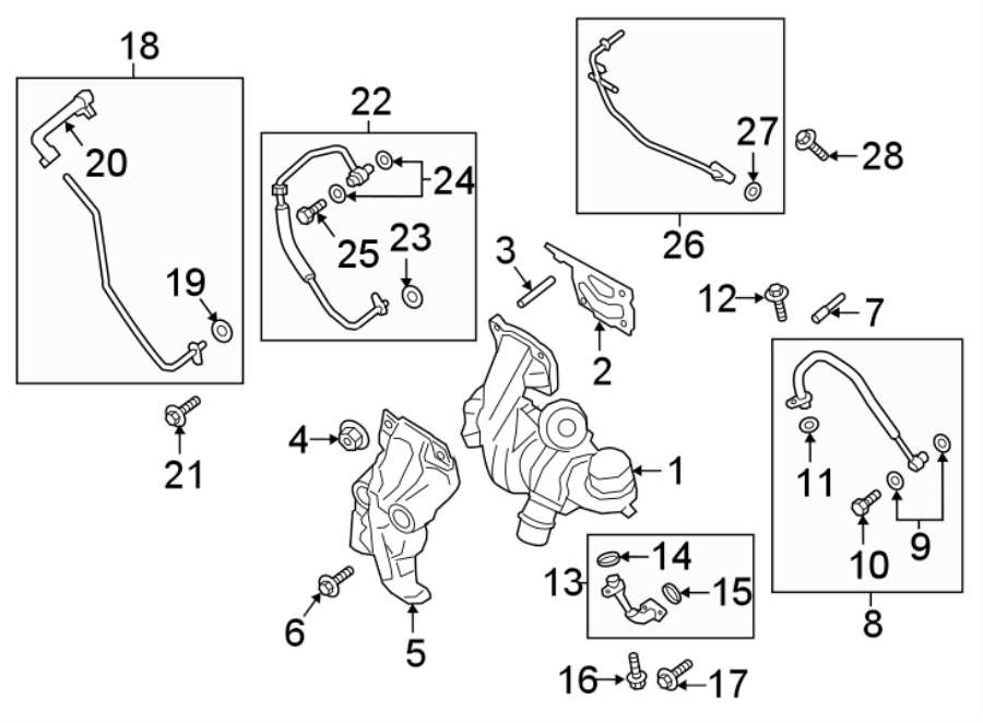 Diagram ENGINE / TRANSAXLE. TURBOCHARGER & COMPONENTS. for your Ford