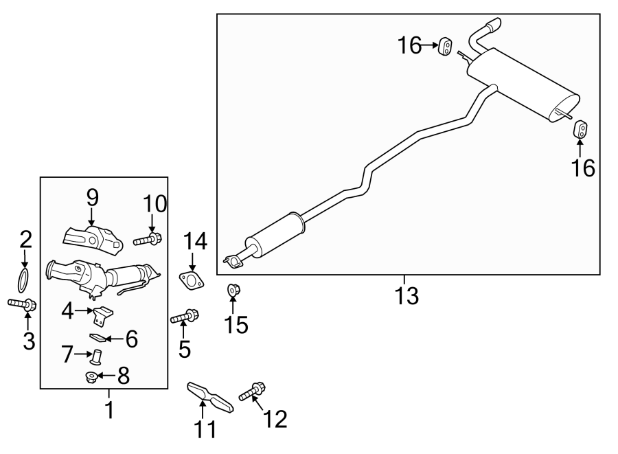 Diagram EXHAUST SYSTEM. EXHAUST COMPONENTS. for your 2015 Lincoln MKZ Black Label Sedan 3.7L Duratec V6 A/T AWD 