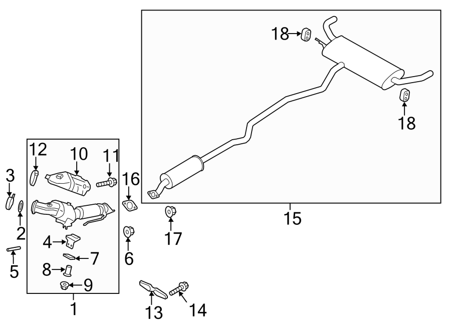 Diagram EXHAUST SYSTEM. EXHAUST COMPONENTS. for your 2014 Lincoln MKZ Hybrid Sedan  