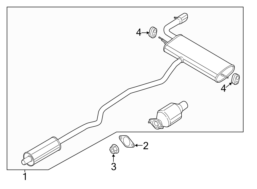 Diagram EXHAUST SYSTEM. EXHAUST COMPONENTS. for your Ford