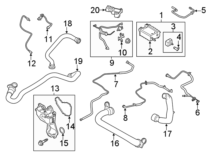 Diagram EMISSION SYSTEM. EMISSION COMPONENTS. for your 2013 Ford F-150 3.5L EcoBoost V6 A/T RWD XLT Extended Cab Pickup Fleetside 