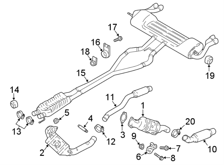 Diagram EXHAUST SYSTEM. EXHAUST COMPONENTS. for your 2017 Lincoln MKZ Premiere Hybrid Sedan  