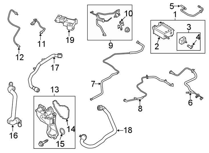 Diagram EMISSION SYSTEM. EMISSION COMPONENTS. for your Ford Fusion  