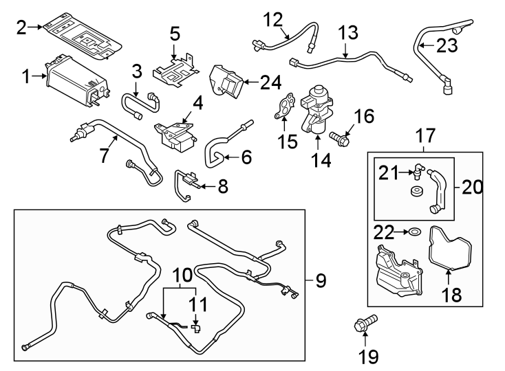 Diagram EMISSION SYSTEM. EMISSION COMPONENTS. for your 2013 Ford Flex   