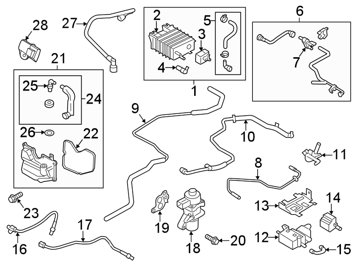 Diagram Emission system. Emission components. for your 2014 Lincoln MKZ Base Sedan  