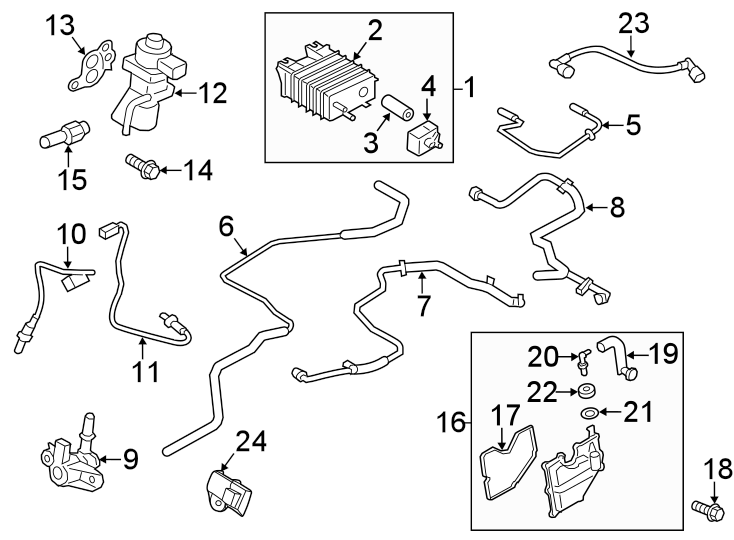 Diagram Emission system. Emission components. for your 2014 Lincoln MKZ Base Sedan  