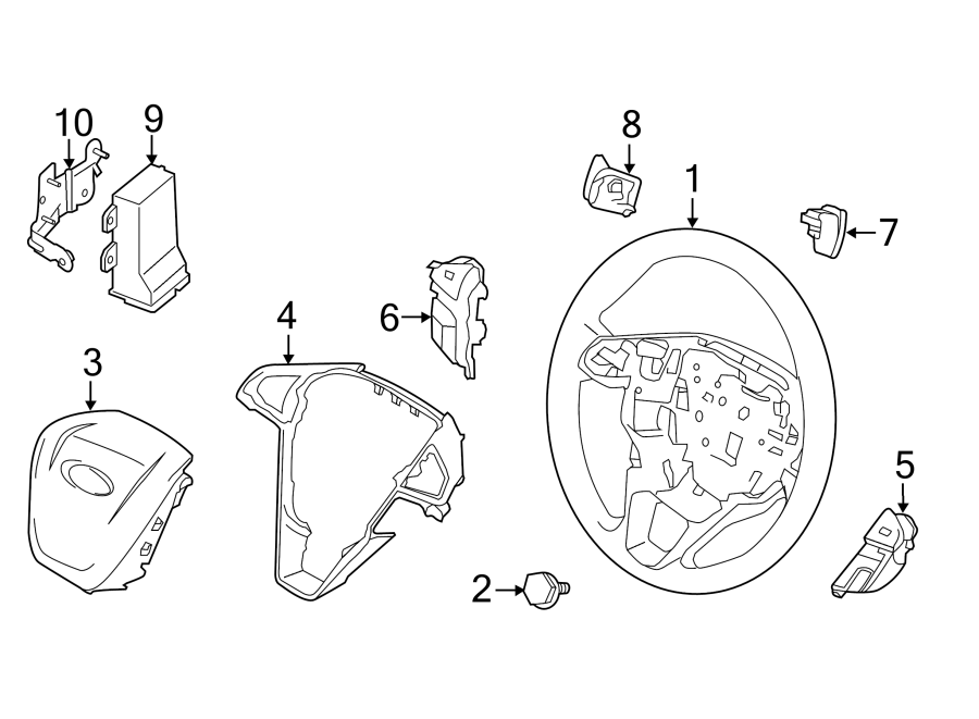 Diagram STEERING WHEEL & TRIM. for your 2022 Ford F-350 Super Duty 6.2L V8 FLEX A/T RWD XLT Standard Cab Pickup 