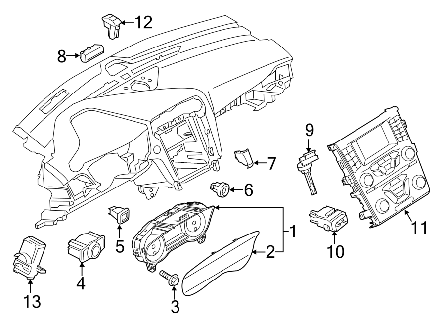 Diagram INSTRUMENT PANEL. CLUSTER & SWITCHES. for your 2021 Ford Transit Connect   