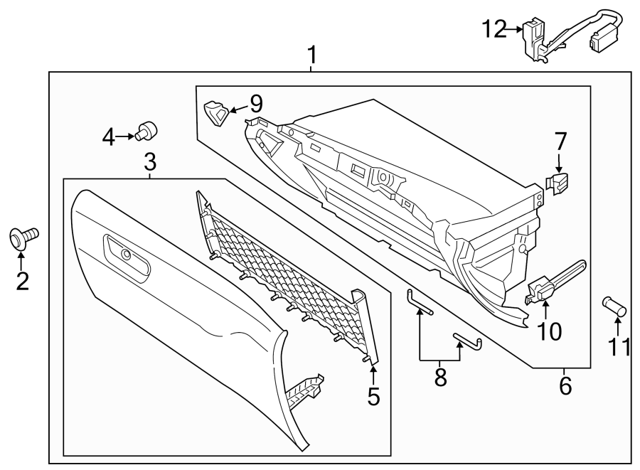 Diagram INSTRUMENT PANEL. GLOVE BOX. for your 2016 Ford F-150 2.7L EcoBoost V6 A/T 4WD XL Standard Cab Pickup Fleetside 