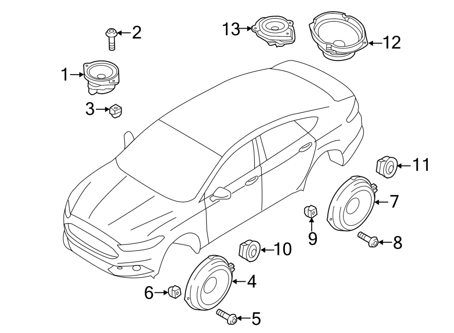 Diagram Instrument panel. Sound system. for your Ford