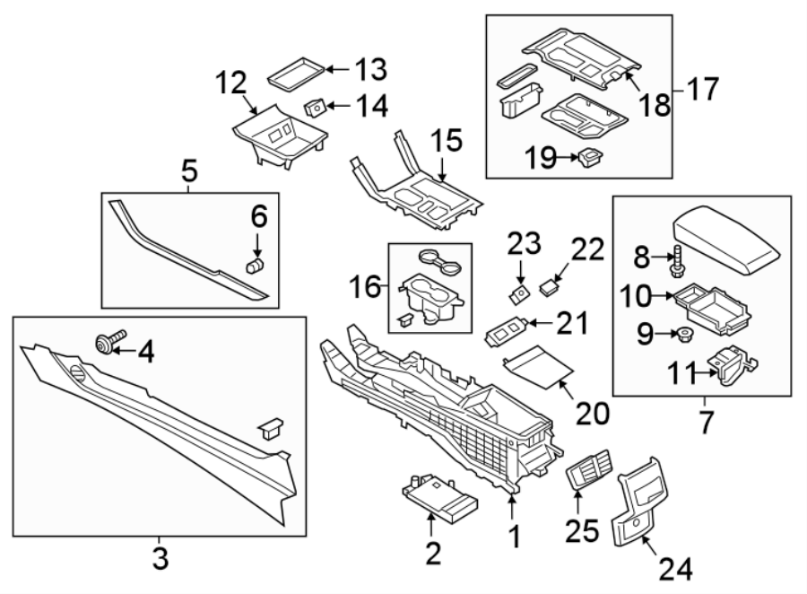 Diagram Console & trim. for your 2015 Lincoln MKZ Base Sedan  