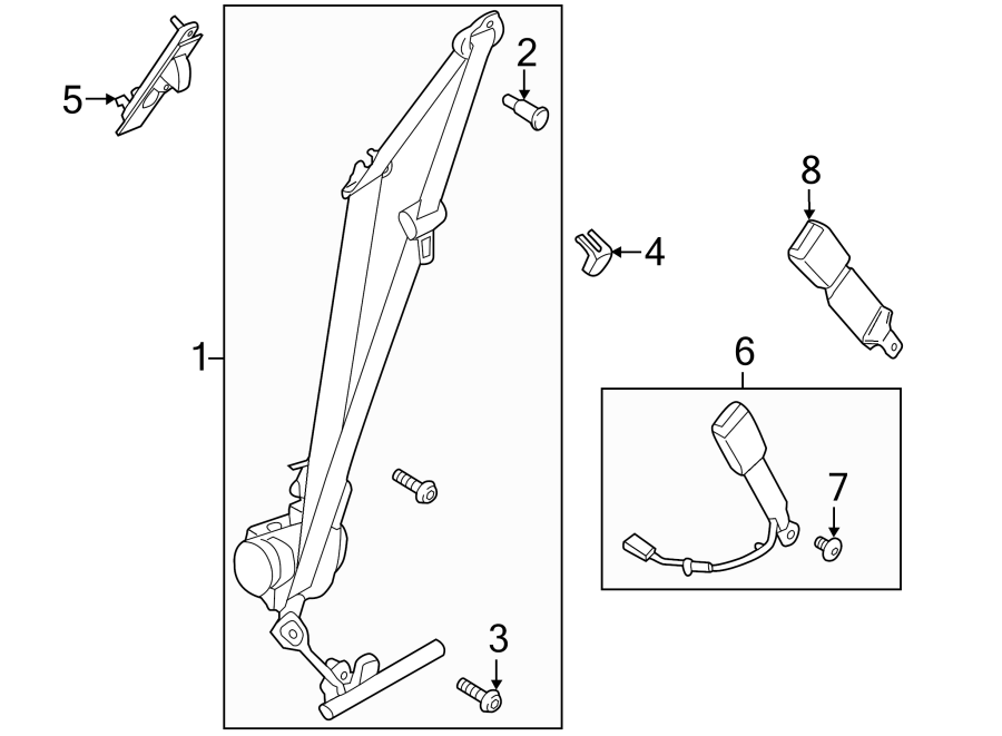 Diagram RESTRAINT SYSTEMS. FRONT SEAT BELTS. for your 2009 Ford F-150 5.4L Triton V8 FLEX A/T RWD King Ranch Crew Cab Pickup Fleetside 