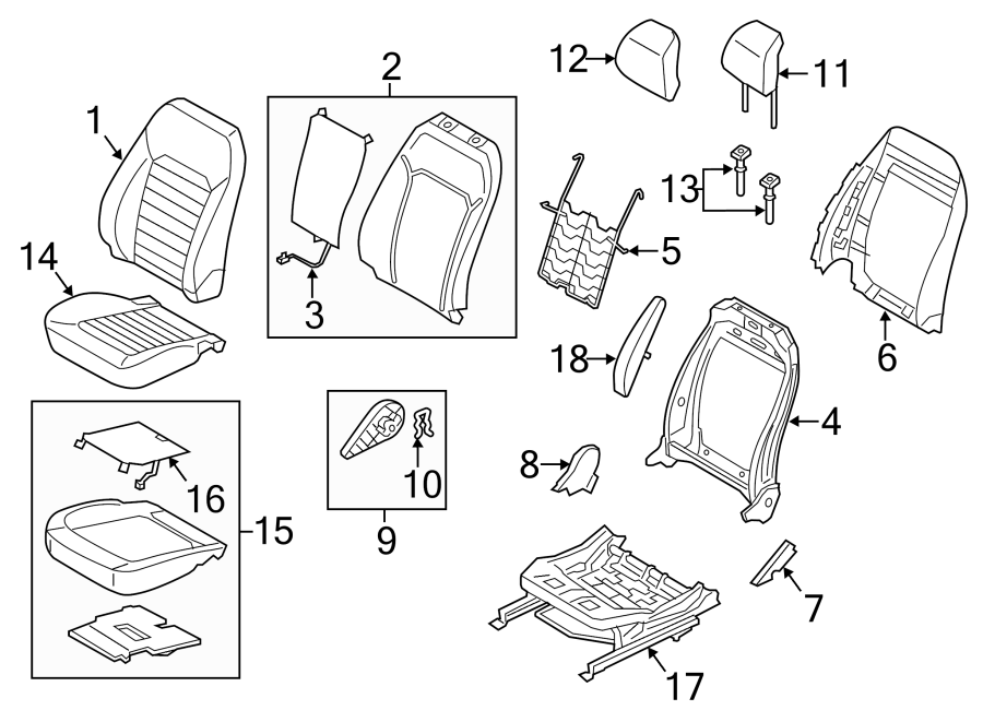 Diagram SEATS & TRACKS. FRONT SEAT COMPONENTS. for your 2007 Ford F-150   