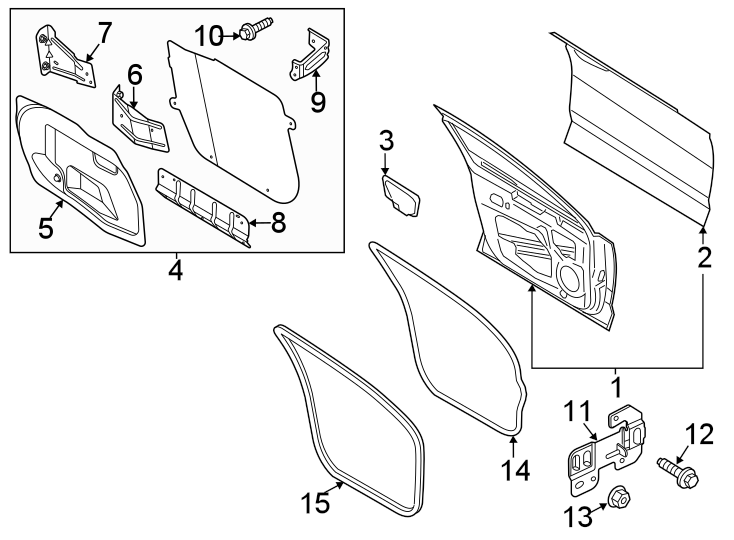 Diagram FRONT DOOR. DOOR & COMPONENTS. for your 1987 Ford Bronco   