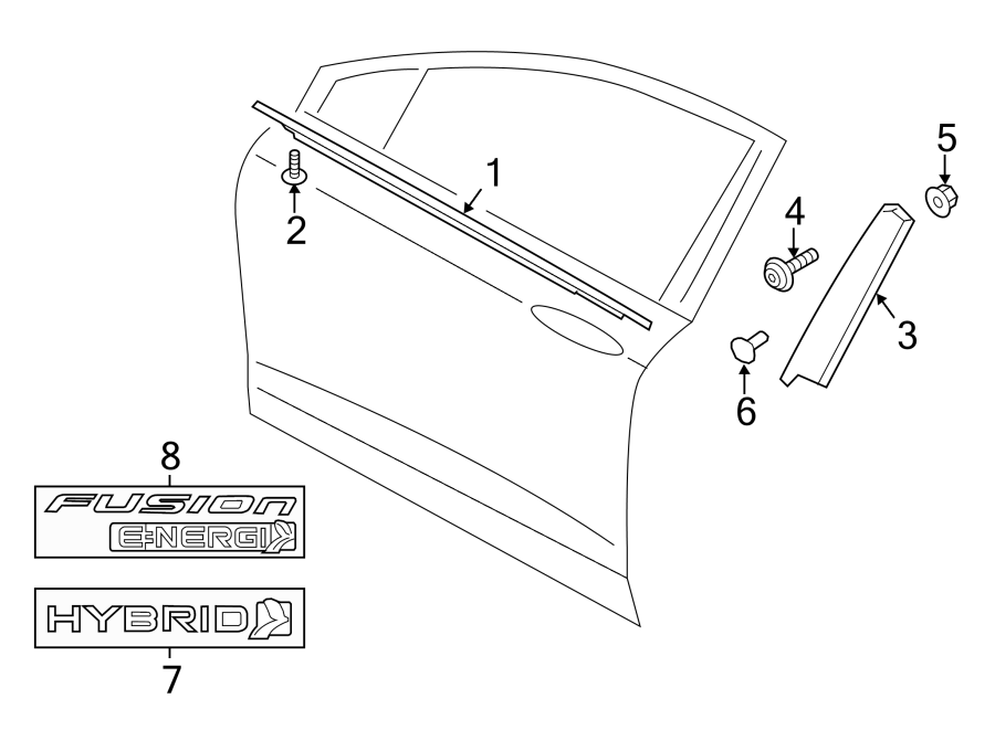 Diagram FRONT DOOR. EXTERIOR TRIM. for your 2012 Lincoln MKZ   