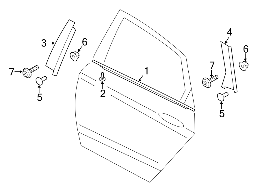 Diagram REAR DOOR. EXTERIOR TRIM. for your 2012 Lincoln MKZ   