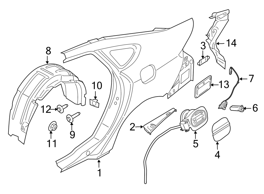 Diagram QUARTER PANEL & COMPONENTS. for your 2016 Ford F-150 3.5L EcoBoost V6 A/T RWD XL Extended Cab Pickup Fleetside 