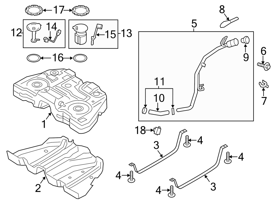 Diagram FUEL SYSTEM COMPONENTS. for your 2019 Lincoln MKZ Reserve II Hybrid Sedan  