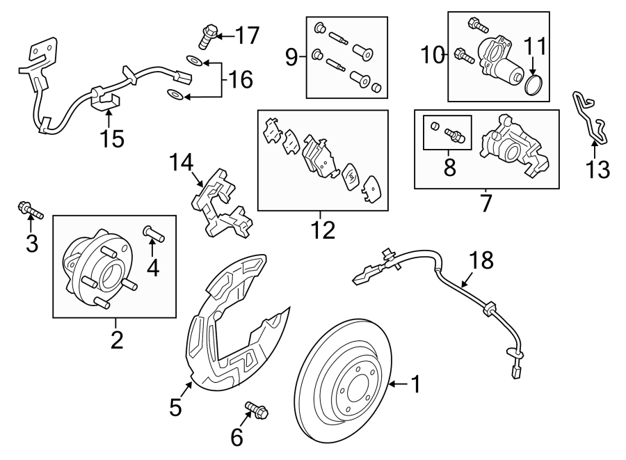 Diagram REAR SUSPENSION. BRAKE COMPONENTS. for your Ford Fusion  