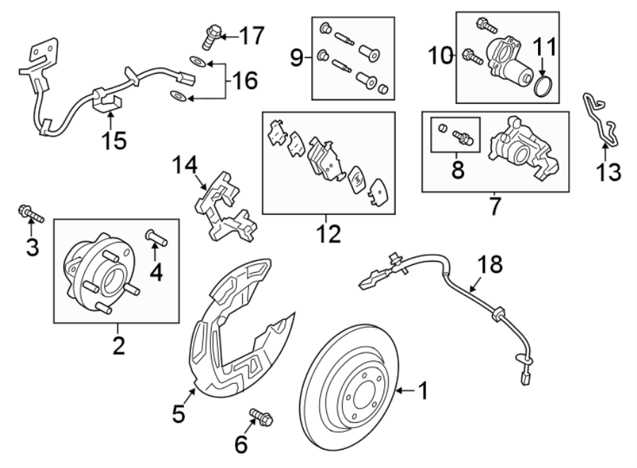 Diagram REAR SUSPENSION. BRAKE COMPONENTS. for your 2014 Ford F-150 3.5L EcoBoost V6 A/T 4WD Lariat Crew Cab Pickup Fleetside 