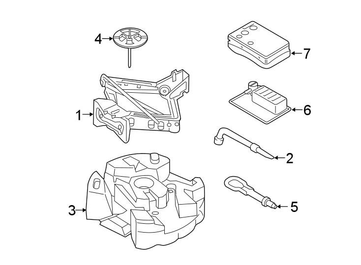 Diagram REAR BODY & FLOOR. JACK & COMPONENTS. for your 2016 Ford Fusion  S Hybrid Sedan 