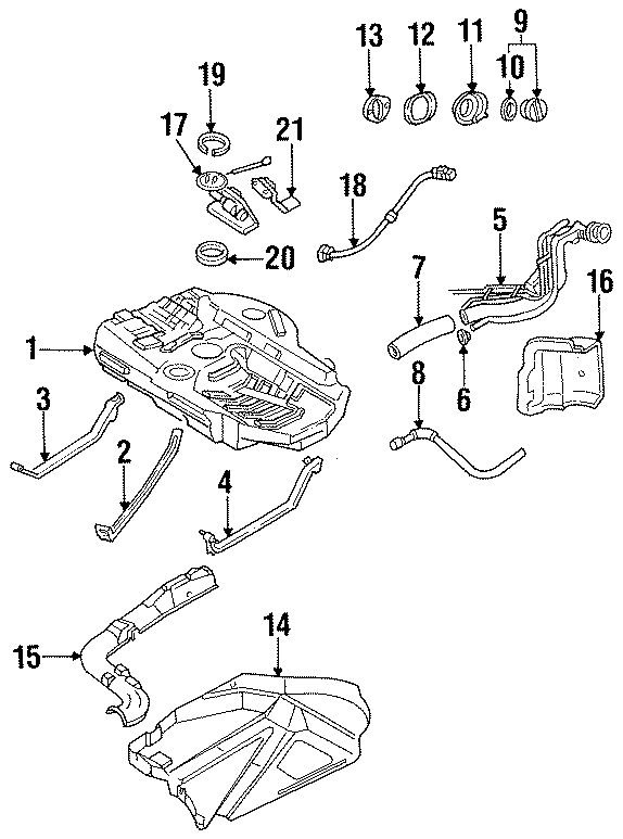 Diagram FUEL SYSTEM COMPONENTS. for your 2001 Ford Crown Victoria   