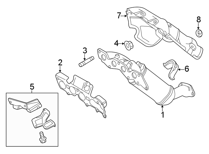 Diagram EXHAUST SYSTEM. MANIFOLD. for your 2017 Lincoln MKZ Reserve Hybrid Sedan  