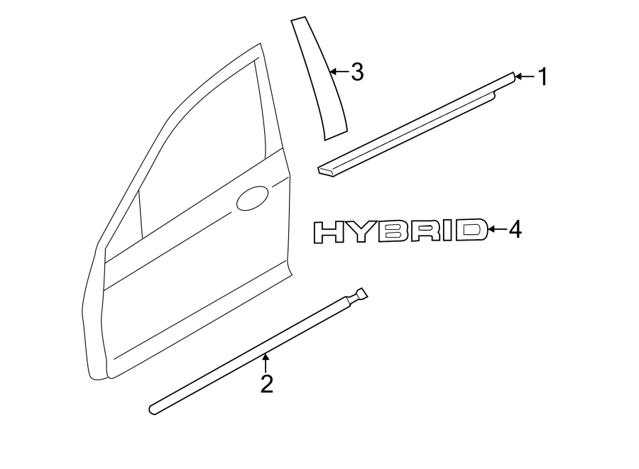 Diagram FRONT DOOR. EXTERIOR TRIM. for your 2024 Ford Transit-350 3.5L EcoBoost V6 A/T RWD PTV Extended Cargo Van 
