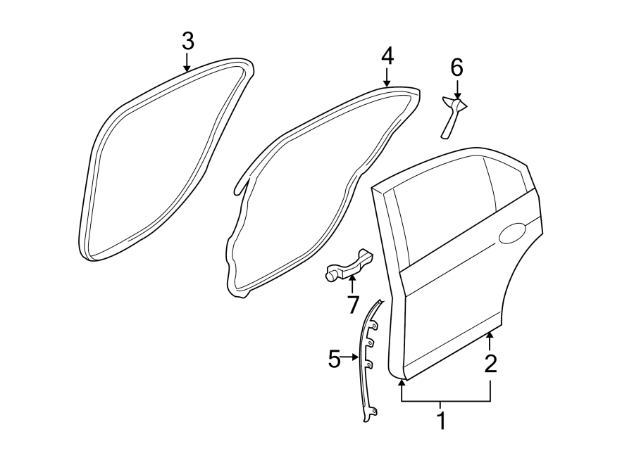 Diagram REAR DOOR. DOOR & COMPONENTS. for your Ford Fusion  