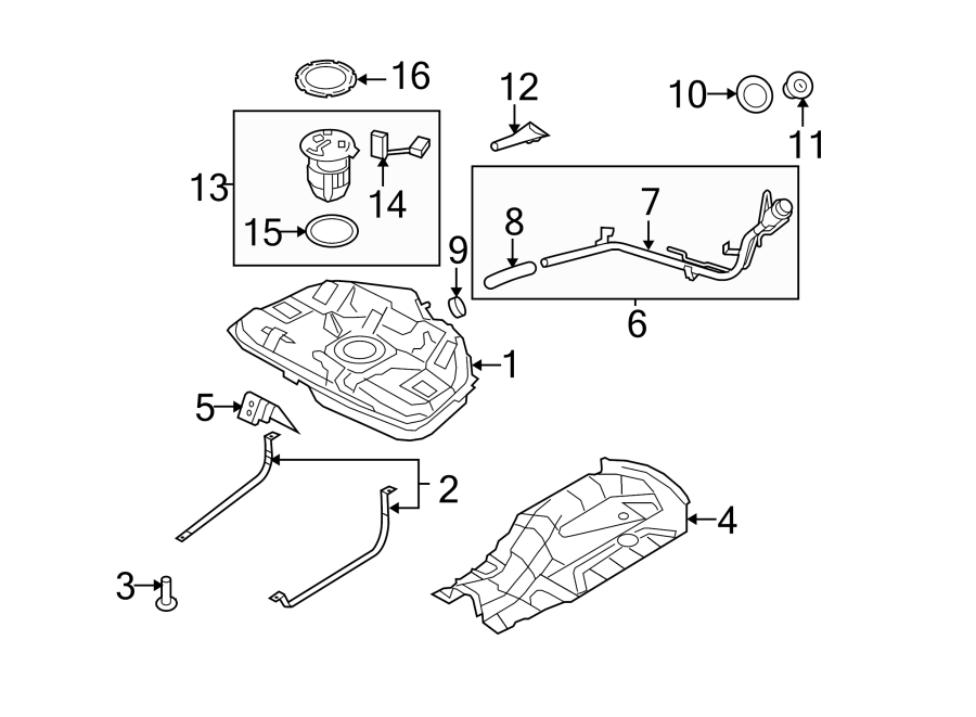 Diagram FUEL SYSTEM COMPONENTS. for your 2016 Ford F-150 2.7L EcoBoost V6 A/T 4WD XL Standard Cab Pickup Fleetside 