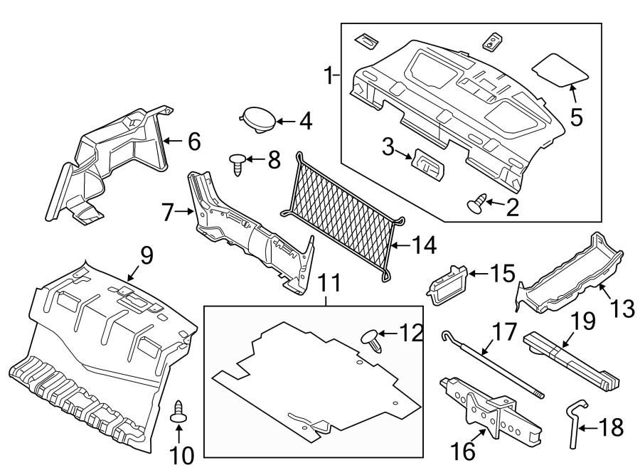 Diagram REAR BODY & FLOOR. INTERIOR TRIM. for your Ford Fusion  