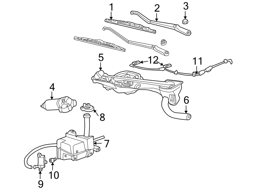 Diagram WINDSHIELD. WIPER & WASHER COMPONENTS. for your 2016 Lincoln MKZ Black Label Hybrid Sedan  