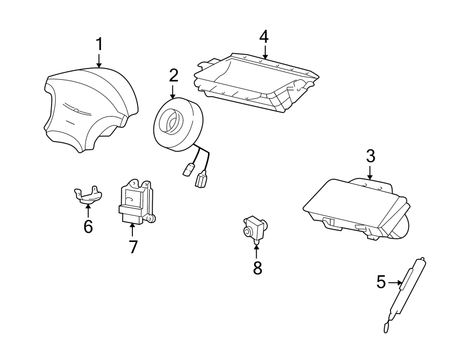 Diagram RESTRAINT SYSTEMS. AIR BAG COMPONENTS. for your 2012 Ford F-250 Super Duty 6.2L V8 FLEX A/T RWD XLT Extended Cab Pickup Fleetside 