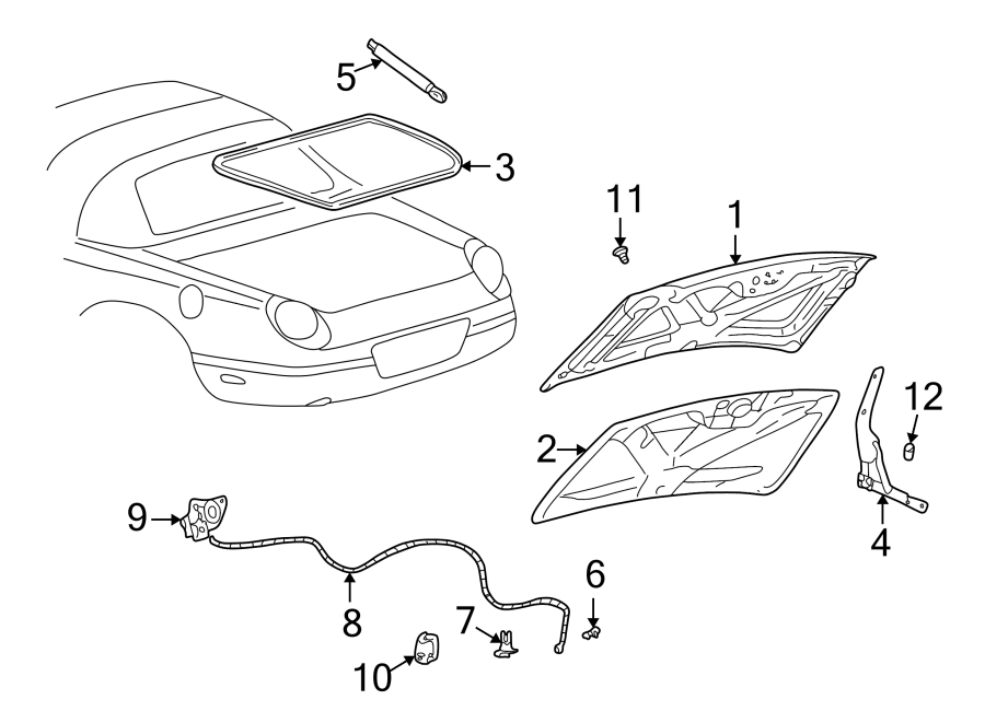 Diagram TRUNK LID. LID & COMPONENTS. for your 2004 Ford F-150  Lariat Crew Cab Pickup Fleetside 