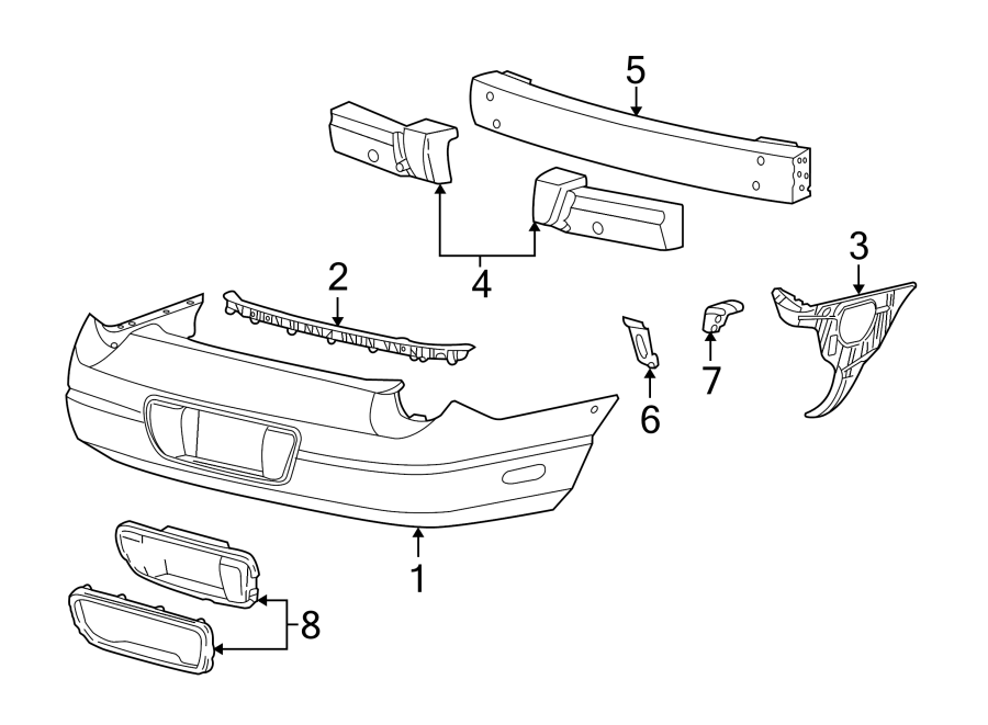 Diagram REAR BUMPER. BUMPER & COMPONENTS. for your 2017 Lincoln MKZ Select Hybrid Sedan  