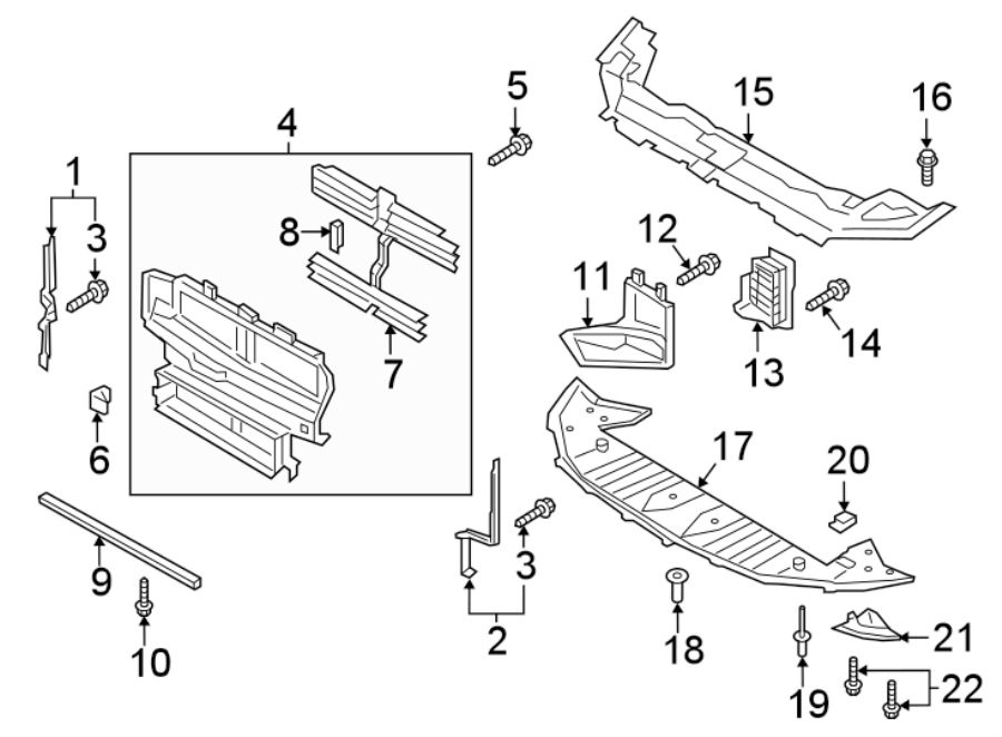 Diagram RADIATOR SUPPORT. UNDER COVER & SPLASH SHIELDS. for your 2013 Lincoln MKZ Hybrid Sedan  