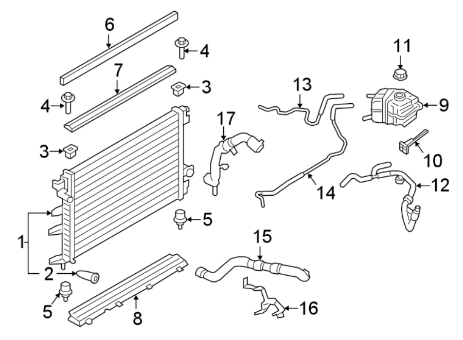 Diagram RADIATOR & COMPONENTS. for your 2017 Lincoln MKZ Reserve Sedan 3.0L EcoBoost V6 A/T AWD 