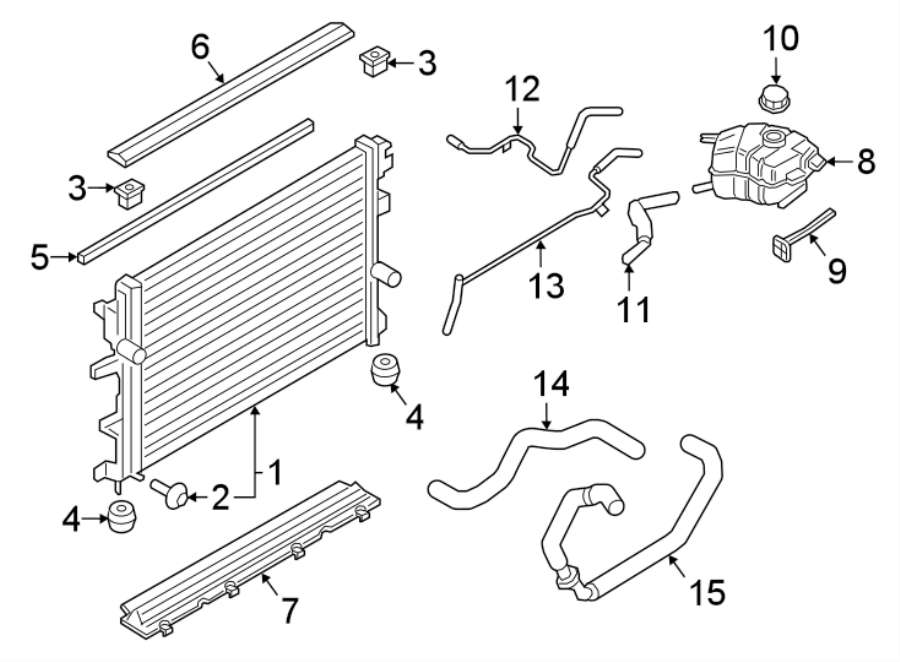 Diagram RADIATOR & COMPONENTS. for your 2017 Lincoln MKZ Reserve Sedan 3.0L EcoBoost V6 A/T AWD 