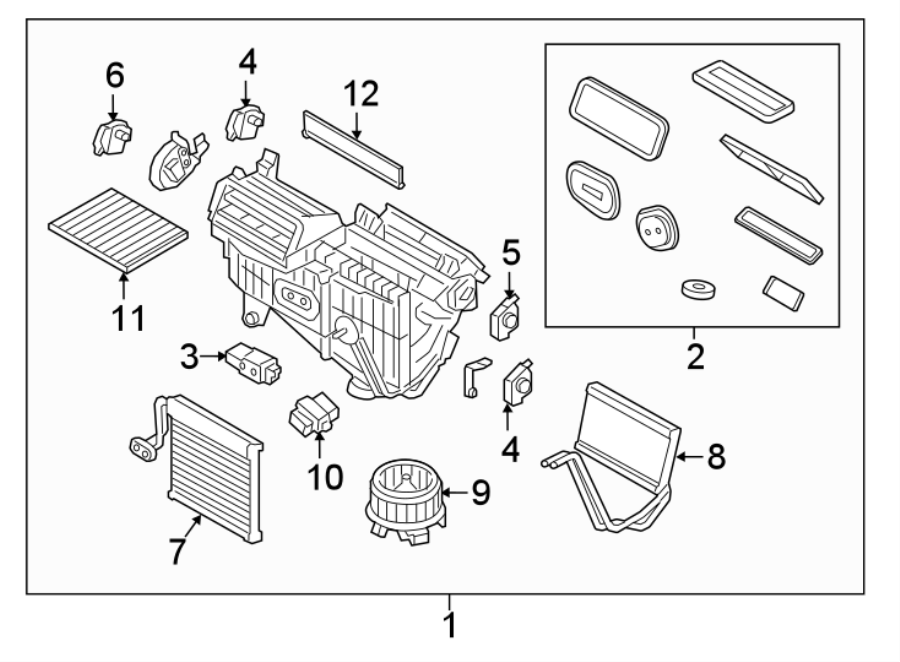 Diagram AIR CONDITIONER & HEATER. EVAPORATOR & HEATER COMPONENTS. for your 1993 Ford Ranger   