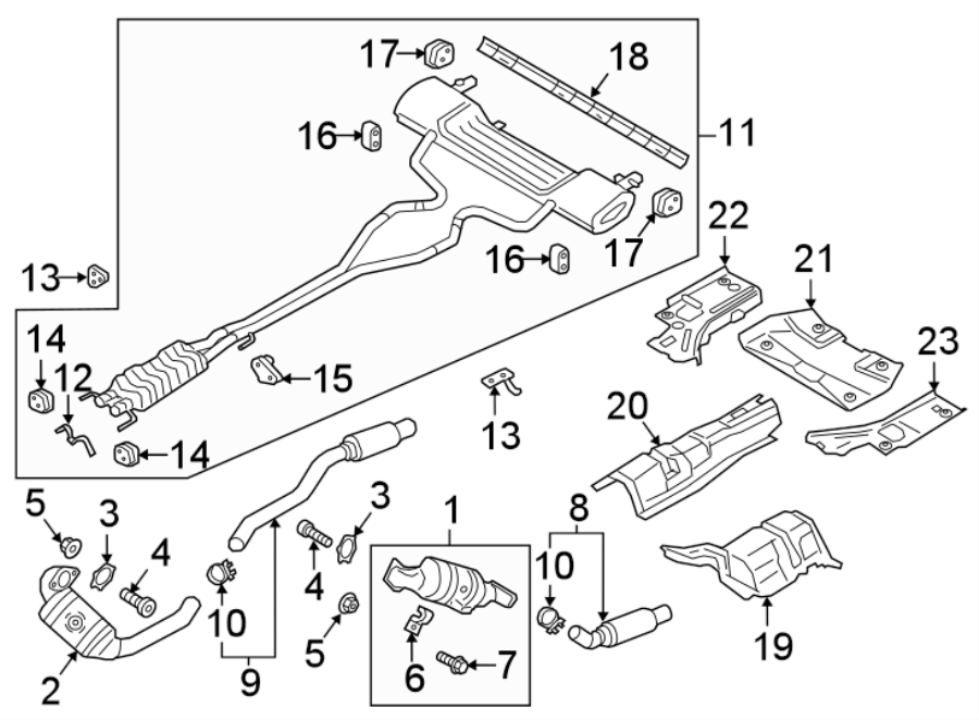 Diagram EXHAUST SYSTEM. EXHAUST COMPONENTS. for your 2017 Lincoln MKZ Premiere Hybrid Sedan  