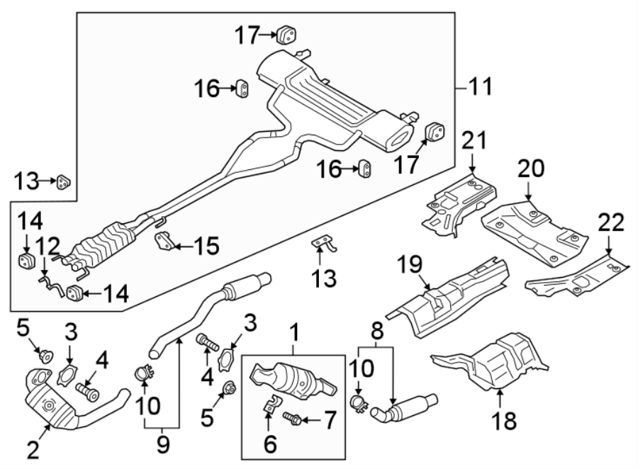 Diagram EXHAUST SYSTEM. EXHAUST COMPONENTS. for your 2008 Lincoln MKZ   