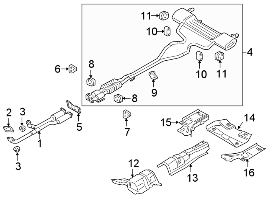 Diagram EXHAUST SYSTEM. EXHAUST COMPONENTS. for your Lincoln MKZ  