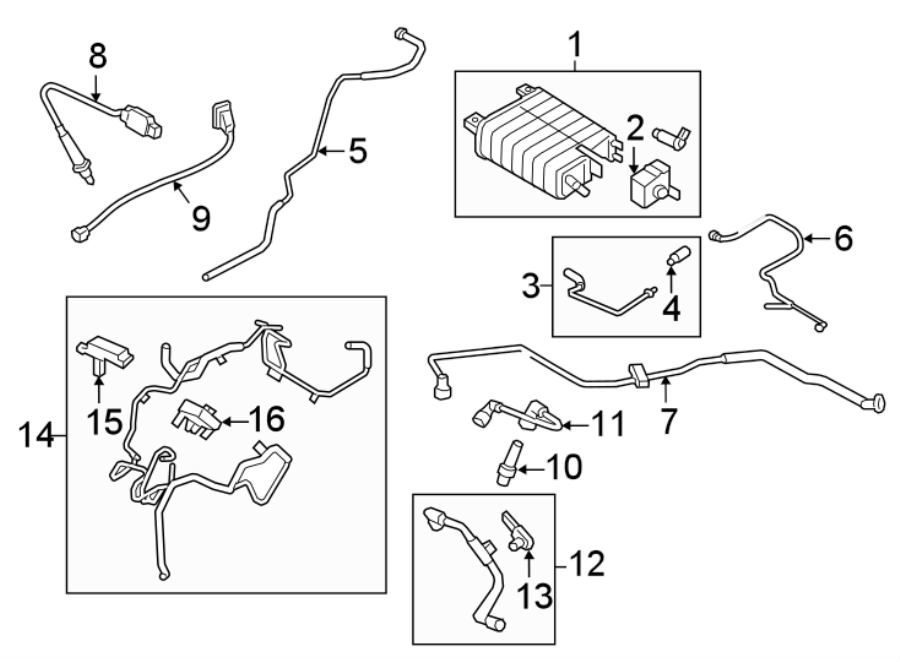 Diagram EMISSION SYSTEM. EMISSION COMPONENTS. for your 2014 Lincoln MKZ   