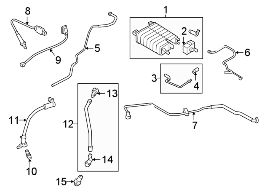 Diagram EMISSION SYSTEM. EMISSION COMPONENTS. for your 2014 Ford Fusion   