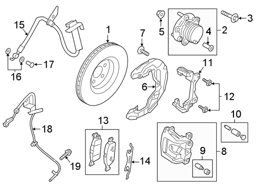 Diagram FRONT SUSPENSION. BRAKE COMPONENTS. for your 2012 Lincoln MKZ   